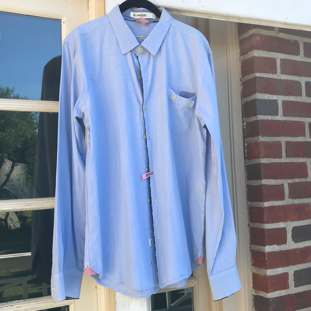 ZANEROBE Men’s Blue Long Sleeve Dress Shirt Large - Picture 1 of 8